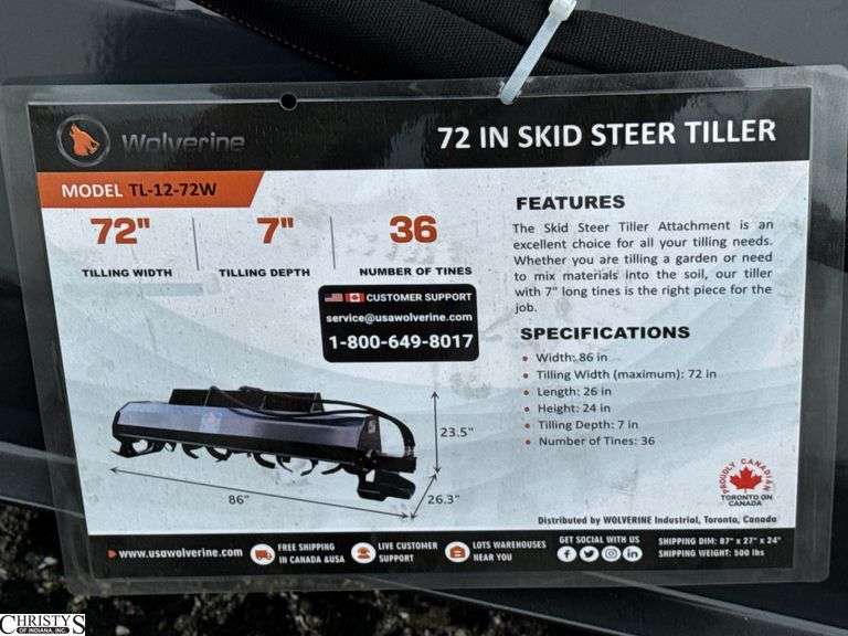 2025 Wolverine Tiller TL-12-72W