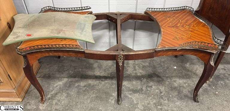 French Coffee Table - Damage to trim, missing center marble insert - 43" x 20" x 18" image