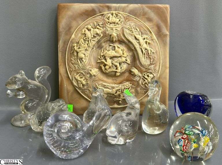 Glass Figurines, Paperweights, Grecian Wall Plaque - 10" x 10" of plaque image