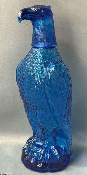 Cobalt Glass Eagle Liquor Decanter - 11" image