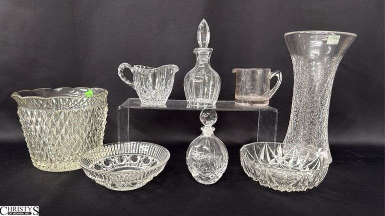 Clear Glass Bottles with Stoppers, Ice Bucket, Vase, Vase 10.5" image
