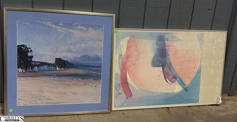 2 Contemporary and Abstract Landscape Framed Prints, 39"x25" image