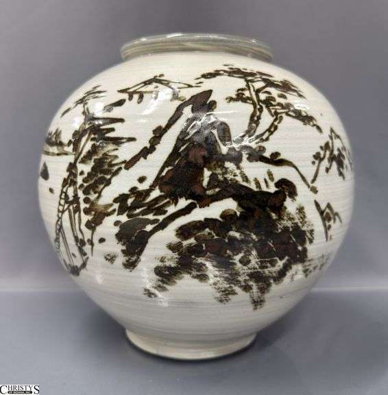 Hand Made Chinese Pottery Vase 9x10"