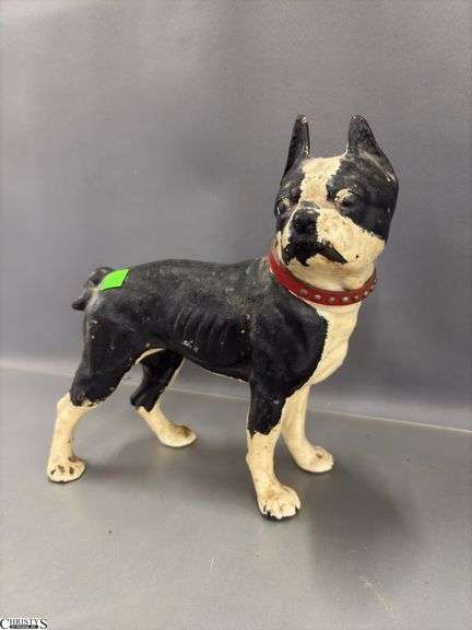 Vintage Boston Terrier Cast Iron Door Stop 10.5x10.5"