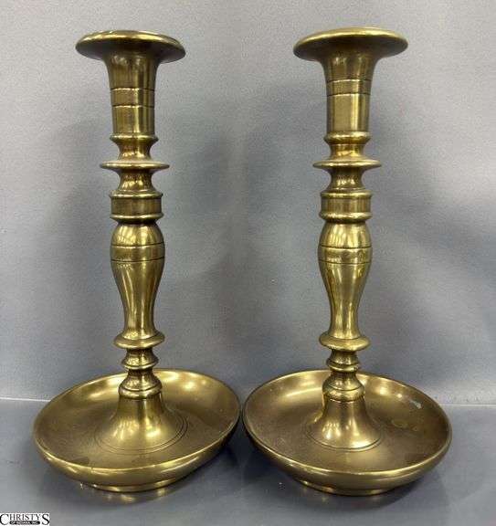 4pcs, 2 Pair of Brass Candle Sticks, Tallest 10", Shorter Pair Are Marked Stiffel