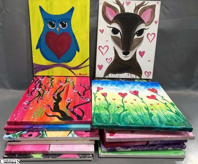 15 Painting Party Canvases, Love Themes, Bird Houses, Valentines 11x14"