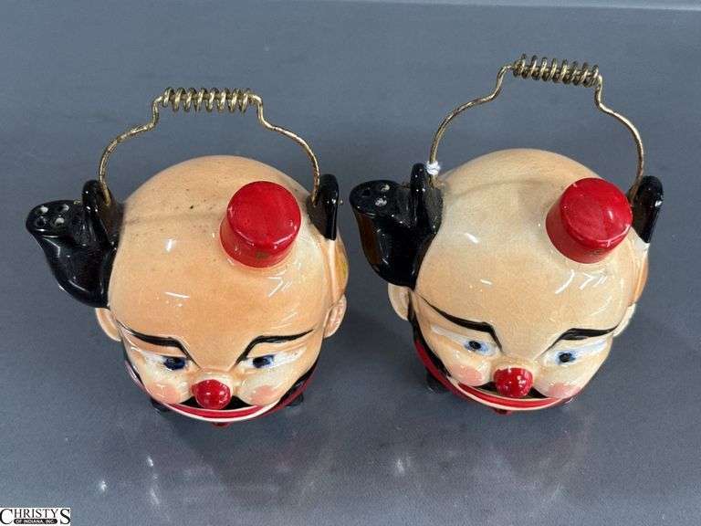 Vintage Japan Hobo Clown Salt and Pepper Shakers