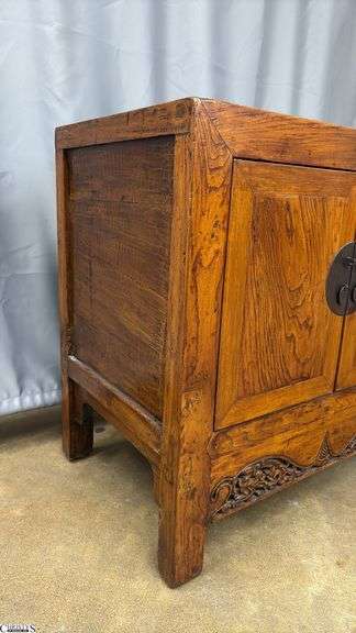Vintage Chinese Double Door Cabinet 34x21x34" Tall, Missing Locking Pin
