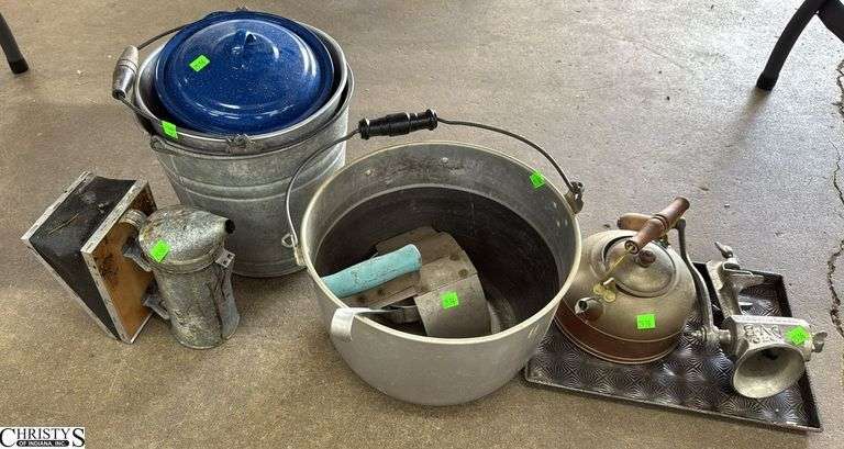 Food Grinder, Galvanized and Aluminum Buckets, Smoker, Coated Pot image