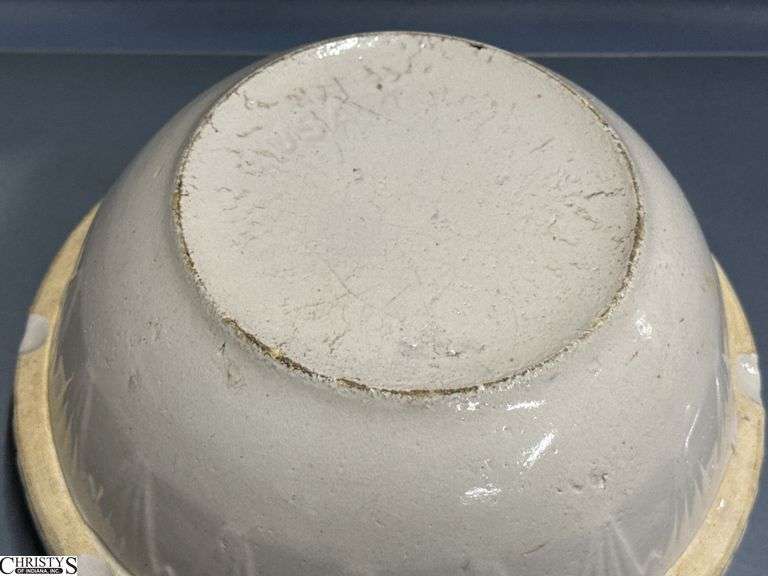 2 Crock Stoneware Mixing Bowls - 11" x 5" of largest