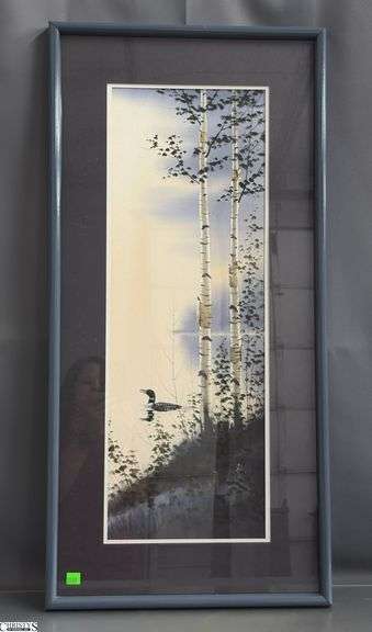 Terry Palm Framed Loon Print -17" x 35" image