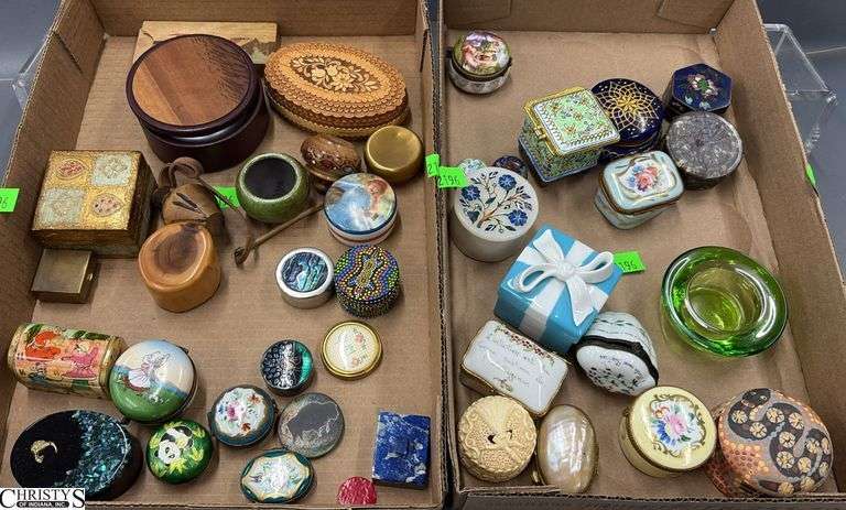 Various Trinket Boxes, Limoges, Tiffany & Co, Italian Florentine, and Others - 5" of largest image