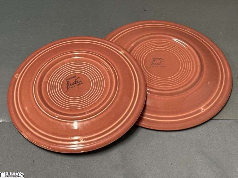 9pcs Fiesta Rose Dish Pieces - 2 Pint Pitcher, Salt and Pepper, Plates, Bowls - 10.5" of largest plate