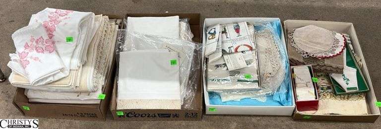 Vintage Table Linens, Sheets, Dollies, Misc image
