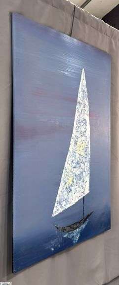 Samuel Tinoco Boat #8, Acrylic Painting on Canvas 36x56"