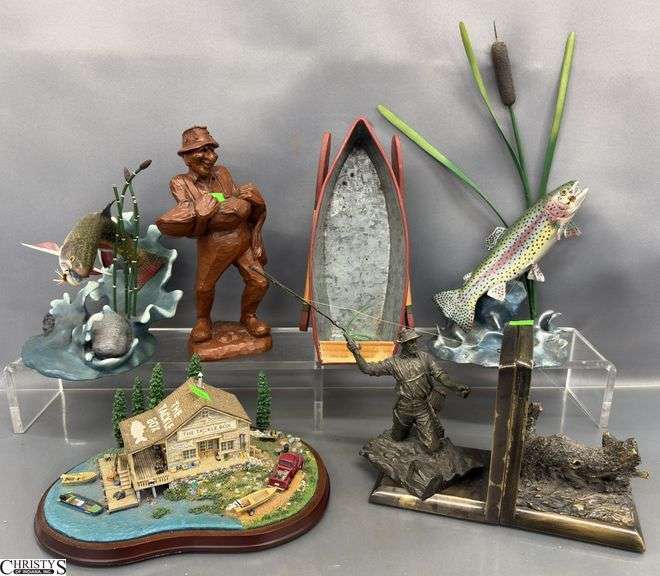 Fishing Theme Decor - 9.5" of tallest - some chipping, damage image