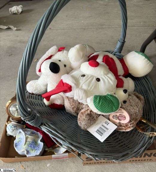 Hand Painted China, Vanity Tray, Blue Basket, Stuffed Animals, Misc image