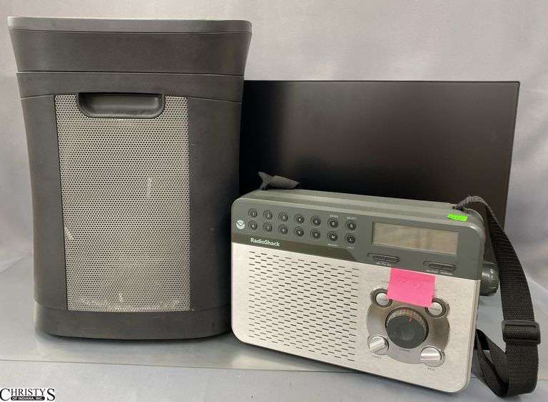 2023 LG 27" TV (No Power Cord), Royal Paper Shredder, RadioShack Radio image