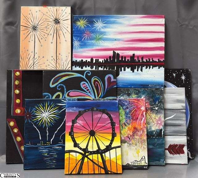 10 Painting Party Canvases, Love, Water, Fair at Sunset, Largest 16x20"
