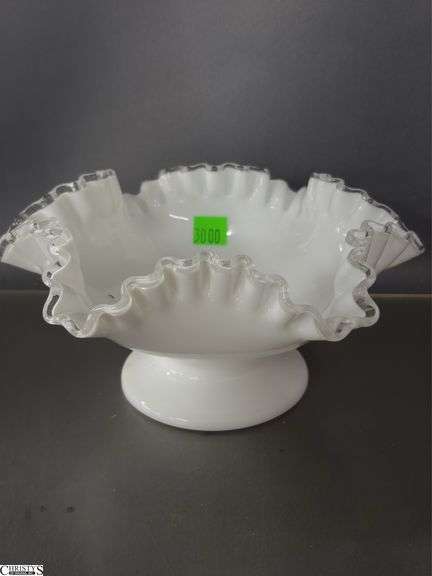 3 Fenton Hobnail and Ruffled Edge Glass Vase, Bowl, and Small Pitcher - 8" of vase