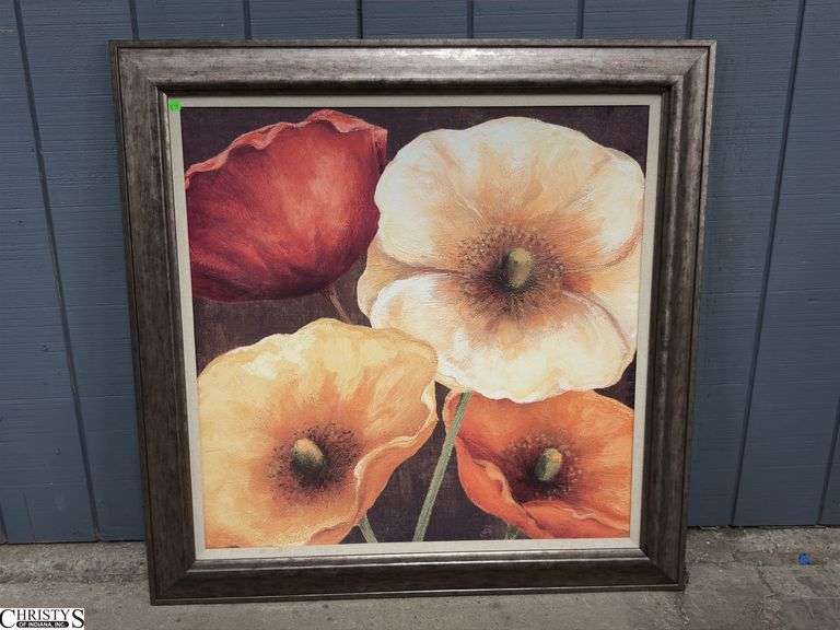 3 Floral Motif Wall Art, Largest 44"x43"