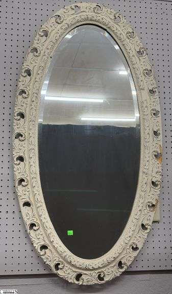 Ornate Oval Framed Mirror - 25" x 46" - some chipping to frame image