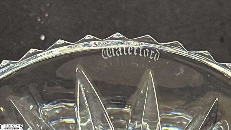 Pair of Signed Roy Cunningham Waterford Crystal Penrose Hurricane Lamps 9" Total Height