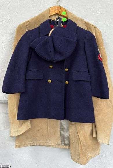 Suede Coat Missing Liner 36, Childs Wool Blocks of Indianapolis Coat and Cap image
