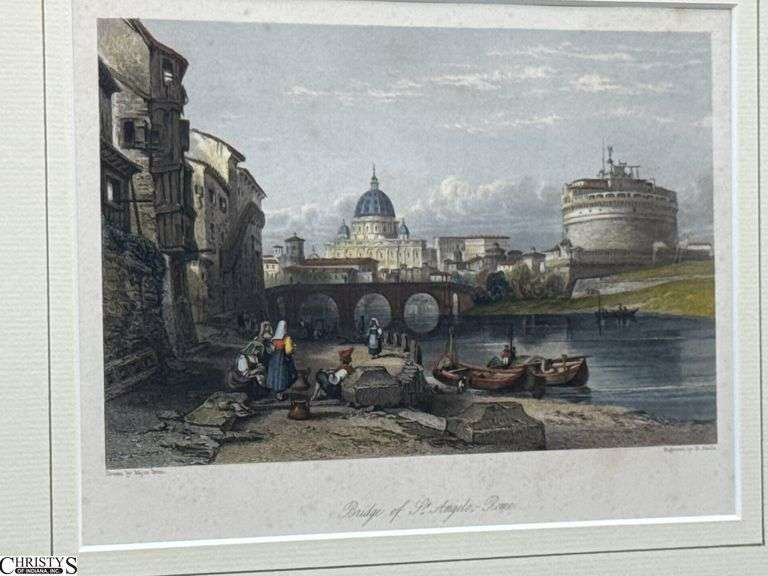 2pcs Framed Prints,  Ponte Sant'Angelo, Italy and Parliament Hill in Ottawa, Canada Largest 16"x18"
