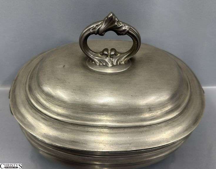 James Dixon and Sons Pewter Oval Tureen, Has Marking 11x8.5"