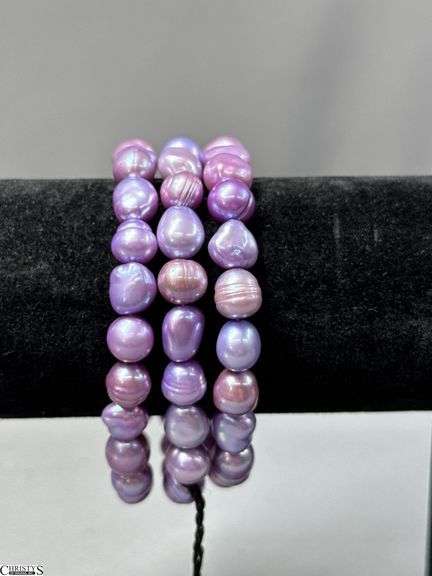 3 Honora Collection Lavender Pearl Bracelets in Honora Box with Honora Cloth Bag image