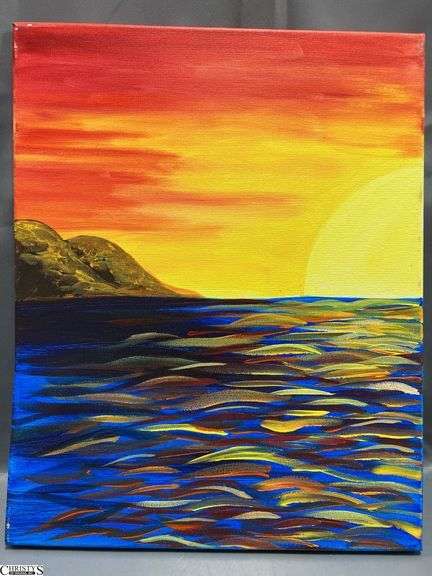 10 Painting Party Canvases, landscapes, Waterfall, Garden Path, Moonlight Scenes Each Measures 16x20"