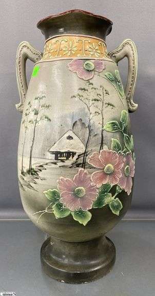 Nippon Hand Painted Urn Vase - 18" image