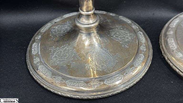 Pair of Weighted Sterling Louis the XIV Candle Holders Some Slight Bends See Photos 10"