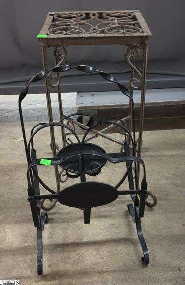 Small Metal Plant Stand and Metal Magazine Rack - 20" of plant stand image