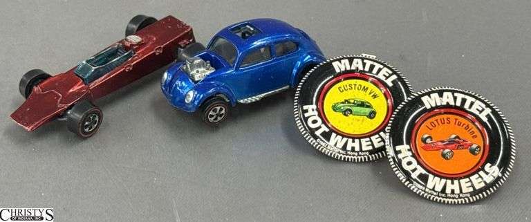 Hot Wheels Red Line Custom VW and Lotus Turbine with Buttons - Shows wear, VW missing wheel - 2.5" of Lotus