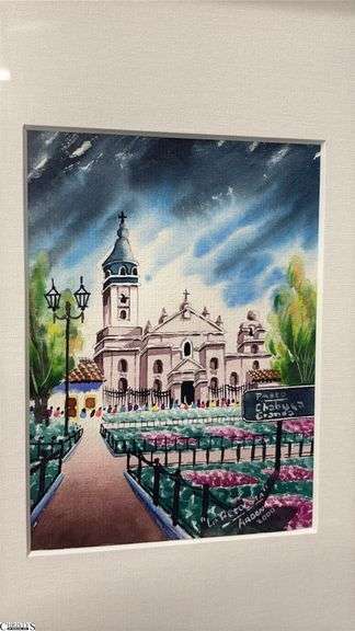 3pcs Framed Watercolor and Two Prints, Largest Measures 13.5x18"