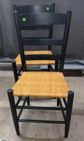 2 Painted Wood and Cane Seat Chairs - 35", 17" seat of each image