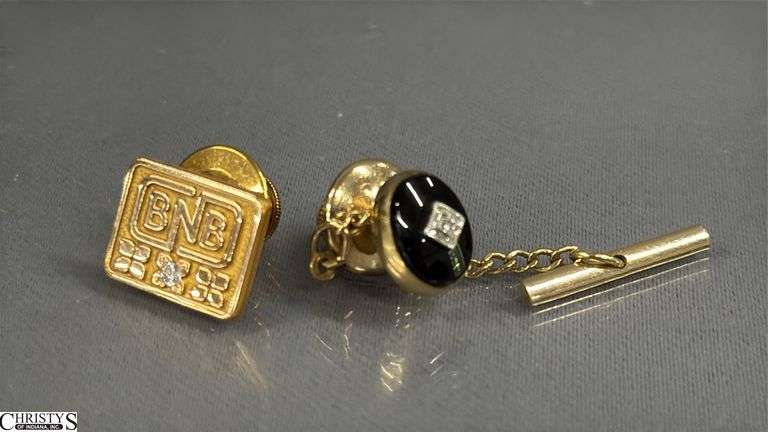 2 Diamond Studded Tie Tacks