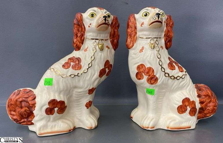 Pair Staffordshire English Spaniels 12" of each - some finish flecking image