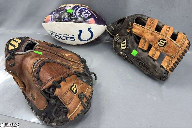 2 Baseball Mitts and Colts Football image