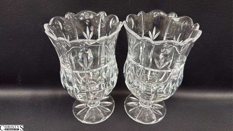 Pair of Pressed Glass Candle Sconces 7"