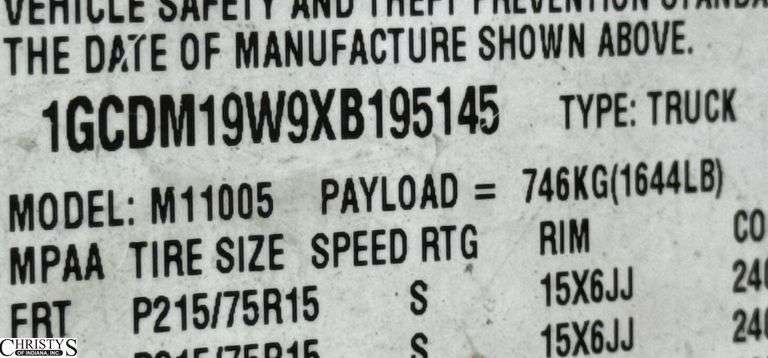 1999  CHEVROLET  Astro Van • Will NOT Jump Start • Towed •  Hood Will Not Open • ODO Shows 91,362