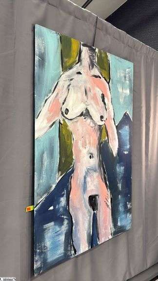 Alummoa Zumigo Abstract Nude Mixed Media and Oil Painting On Canva Measures 35.5x56.5"