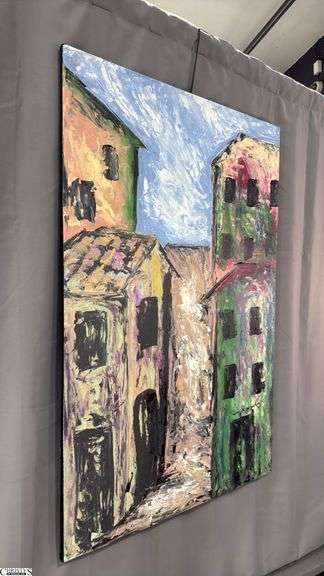Antonio Garcia Village Streets #4, Acrylic Painting on Canvas 36x56"