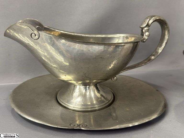 Hand Made Gravy and Tray, Plated Covered Butter Dish Some Dents