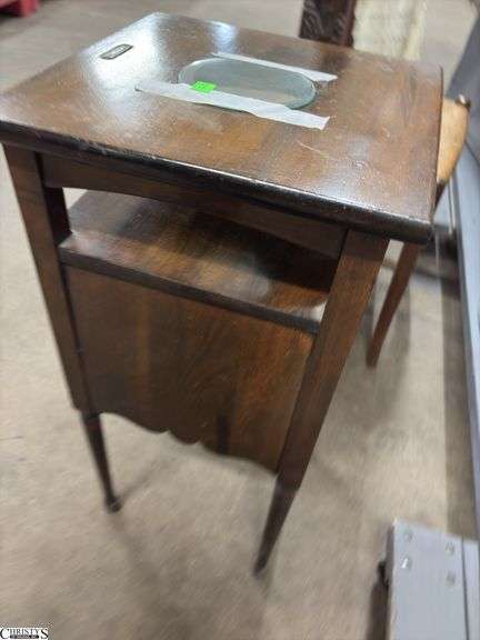 Small Vintage Accent Table With Door 13x13x27" Tall