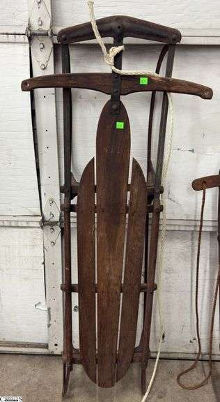51" Vintage Wooden Sled, some wear image