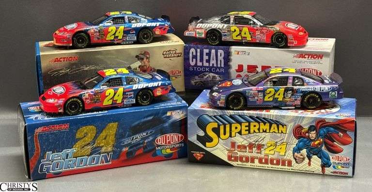 4 Jeff Gordon Collectible Stock Cars - 10" approx of largest image