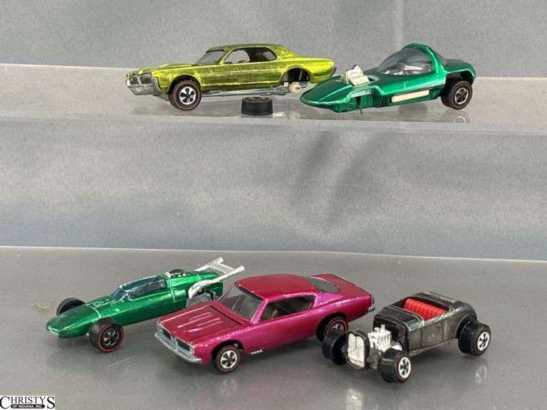 5 Hot Wheels Red Line Cars - Each Show Wear, Some Damage - 3" of largest